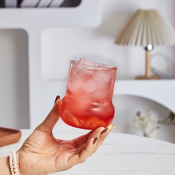Ceașcă de cafea din sticlă borosilicată cu capac, fără mâner, rezistentă la căldură; pentru iced Americano, sucuri și apă cu gaz