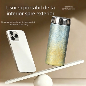 Cana termică premium din titan cu separator de ceai, capacitate mare, cutie cadou, pentru bărbați și femei, placare cu titan, stil de afaceri