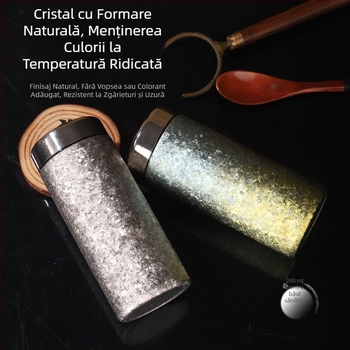 Cana termică premium din titan cu separator de ceai, capacitate mare, cutie cadou, pentru bărbați și femei, placare cu titan, stil de afaceri