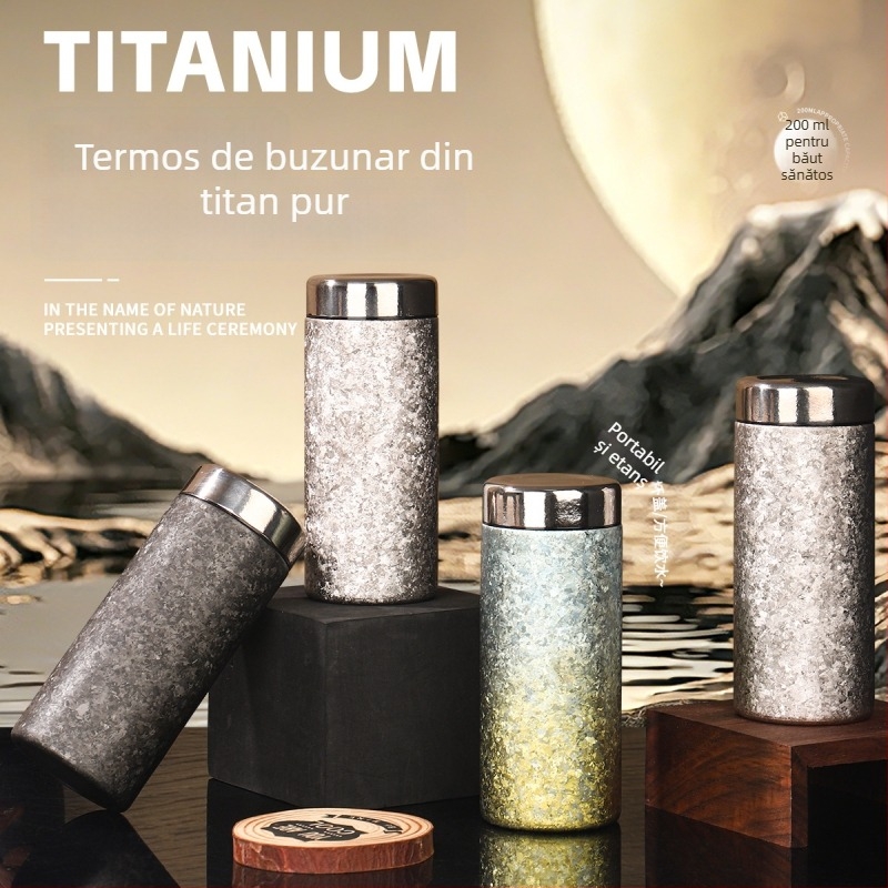 Cana termică premium din titan cu separator de ceai, capacitate mare, cutie cadou, pentru bărbați și femei, placare cu titan, stil de afaceri