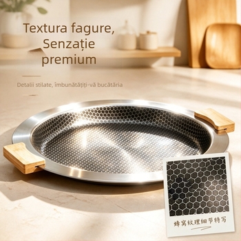 Tigaie grill din oțel inoxidabil – stil coreean, compatibil cu plita cu inducție, tigaie portabilă pentru camping