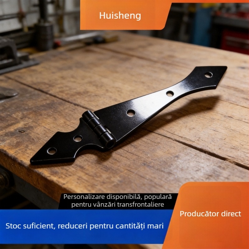 Cerniere cu vârf de săgeată pentru uși de dulap, negru, oțel laminat la rece, grosime 1,4 mm, accesorii mobilier