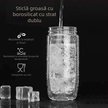 Căniță în formă de ou cu capac cu un clic, sticlă borosilicat cu pereți dubli, capacitate mare, rezistentă la căldură