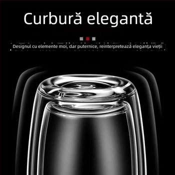 Căniță în formă de ou cu capac cu un clic, sticlă borosilicat cu pereți dubli, capacitate mare, rezistentă la căldură