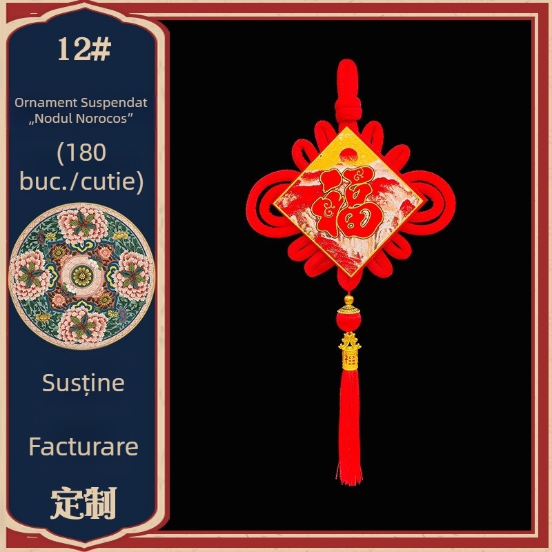 Pandantiv nod norocos cu ciucuri – nod chinezesc lucrat manual pentru decorul livingului