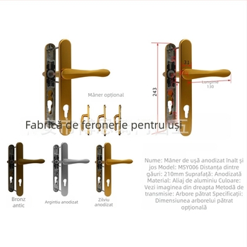 Hardware din aluminiu pentru fațade cortină: încuietoare cu punct unic și mâner plat pentru uși și ferestre