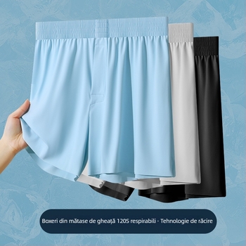 Boxer briefs pentru bărbați din ice silk, vară, mărime Plus, largi, respirabile, uscare rapidă, fără cusături, pantaloni de casă