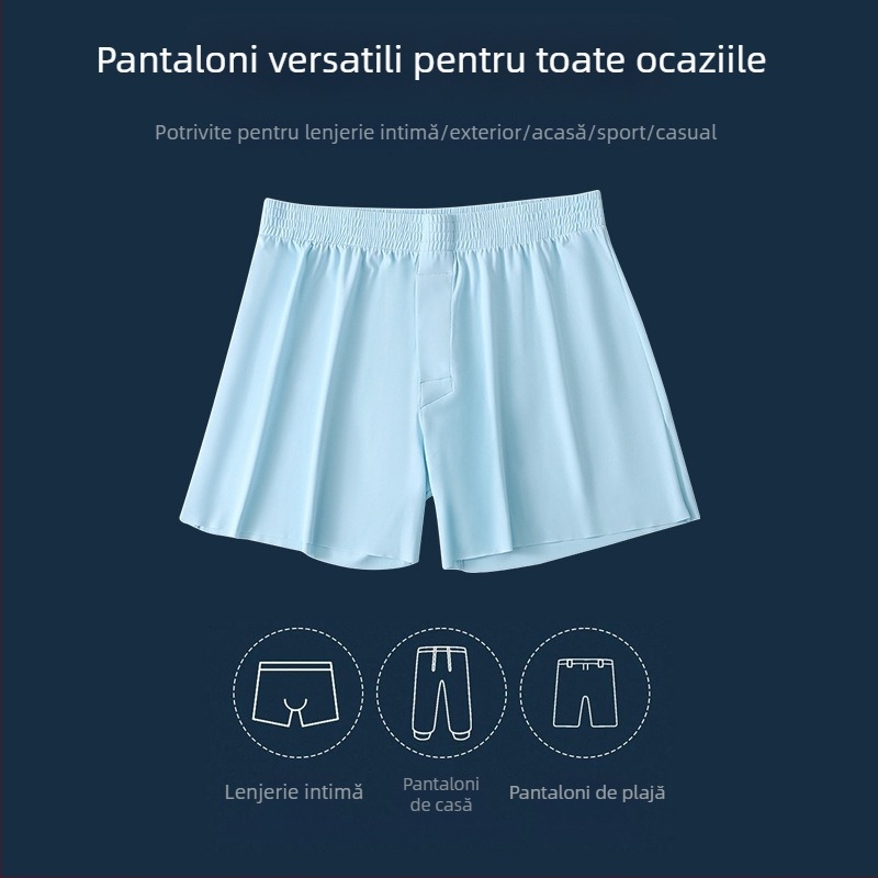 Boxer briefs pentru bărbați din ice silk, vară, mărime Plus, largi, respirabile, uscare rapidă, fără cusături, pantaloni de casă