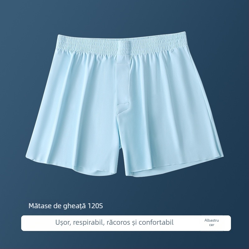 Boxer briefs pentru bărbați din ice silk, vară, mărime Plus, largi, respirabile, uscare rapidă, fără cusături, pantaloni de casă