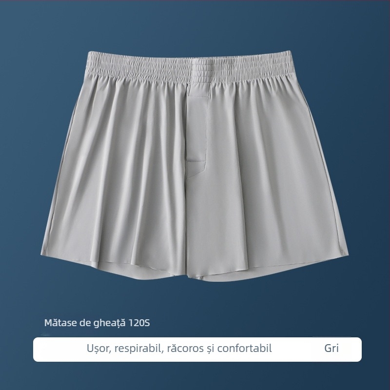 Boxer briefs pentru bărbați din ice silk, vară, mărime Plus, largi, respirabile, uscare rapidă, fără cusături, pantaloni de casă