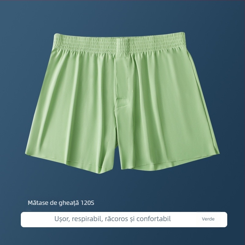 Boxer briefs pentru bărbați din ice silk, vară, mărime Plus, largi, respirabile, uscare rapidă, fără cusături, pantaloni de casă