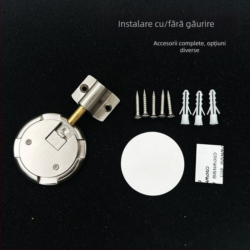 Stopper de ușă din aliaj de zinc, mecanic, ne-magnetic, rezistent la vânt, montat pe podea, pentru ușile de dormitor, blocare automată, reglabil, fără găurire.