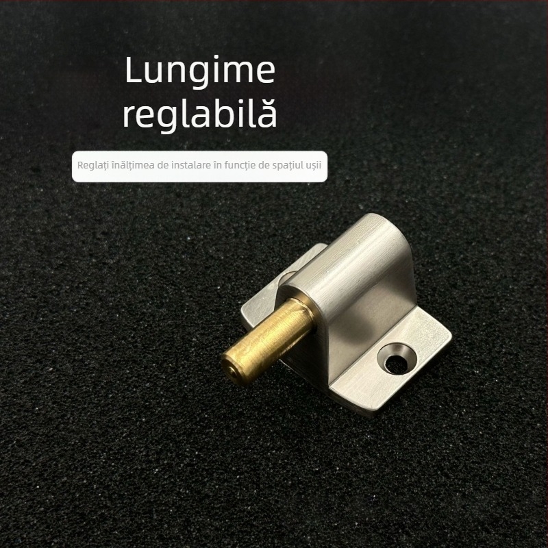 Stopper de ușă din aliaj de zinc, mecanic, ne-magnetic, rezistent la vânt, montat pe podea, pentru ușile de dormitor, blocare automată, reglabil, fără găurire.