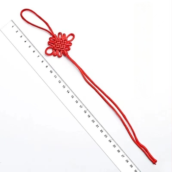 Set de 6 pandante mici din nod chinezesc cu ciucuri, pentru decor de Anul Nou, țesute manual pentru decorul casei