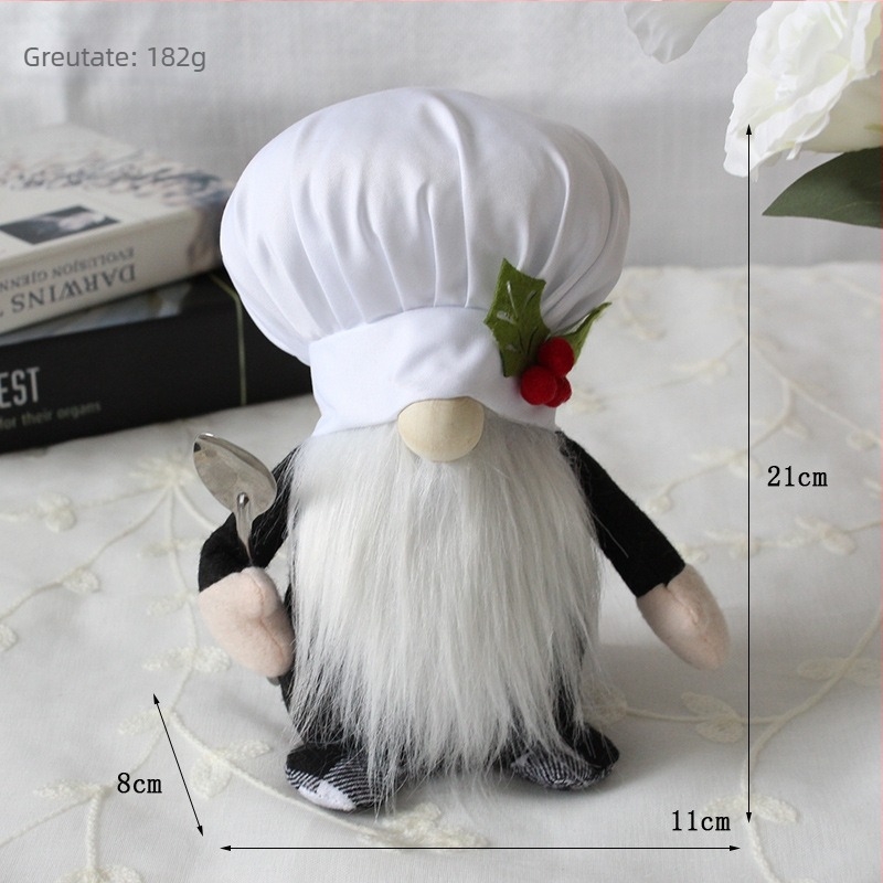 Hong Kong Love ornament de Crăciun: goblin bucătar pluș, cu design de păpușă fără față