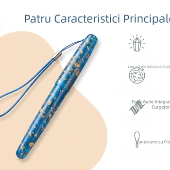 Suport pentru pix din rășină, cu spațiu de depozitare filetat și capac