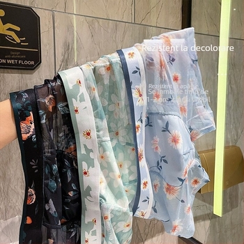 Boxeri din plasă pentru bărbați, cu imprimeu floral, subțiri, uscare rapidă