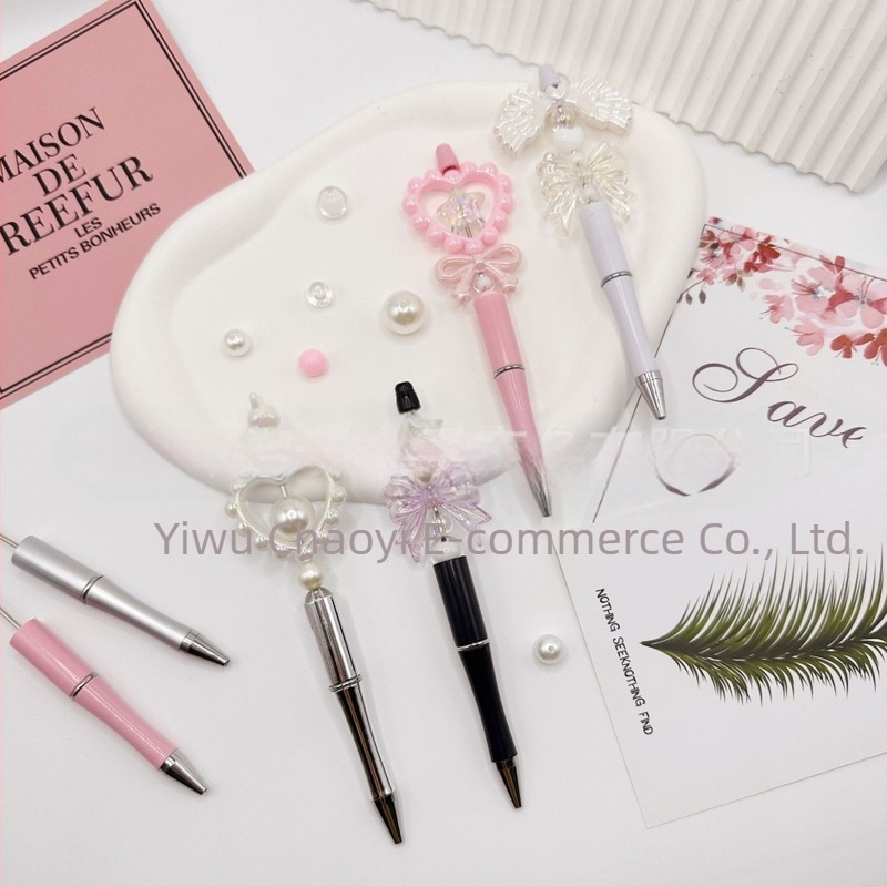4 pixuri DIY cu mărgele, accesorii acrilice în formă de funda, inimă și cerc (stil japonez/coreean)