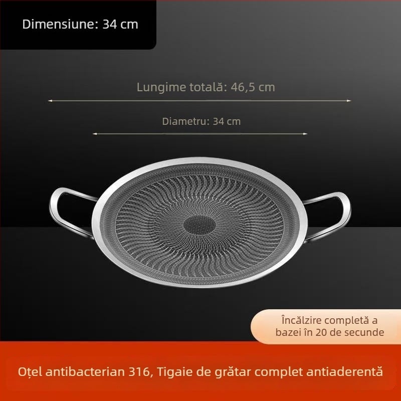 Placă de grătar din oțel inoxidabil 316, foarte groasă, antiaderentă, pentru gătit în aer liber, fără fum, compatibilă cu aragaz cu butelie și plită cu inducție