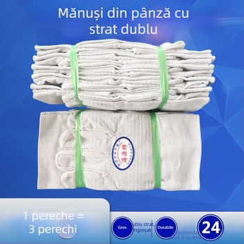 Mănuși de lucru din canvas cu dublu strat, rezistente la uzură, cusături de 24, căptușite complet, protecție pentru sudură și utilaje industriale