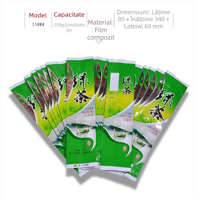 Ceai verde 250 g, pungi vidate cu buzunar interior, ambalaj ceai sigilat termic
