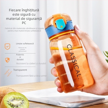 Sticlă de apă din plastic, design sport cu efect săritor, capacitate mare, cană de călătorie unisex pentru studenți