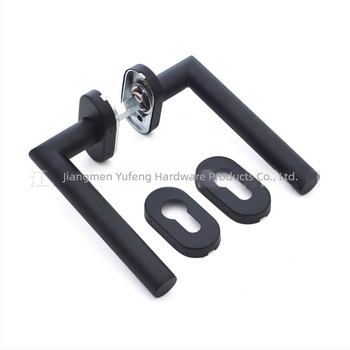 Mâner ușă din oțel inoxidabil 304, finisaj negru mat, capac oval, profil dreptunghiular pentru panou de încuietoare MH-0104