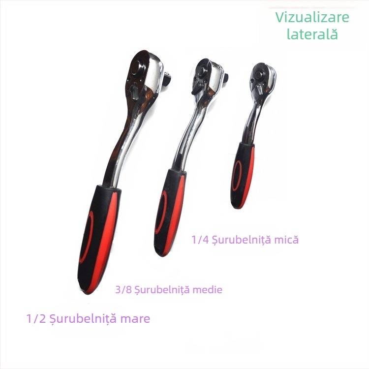 Cheie cu ratchet de 72 dinți, unghi de învârtire mai mare, pentru piulițe sau șuruburi, economisește efortul și este durabil