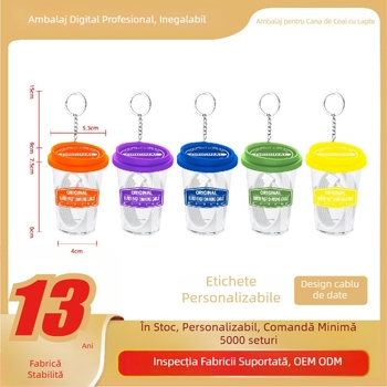 Cutie de cristal pentru ambalare electronice 3C: cablu de date, căști cu fir, cârlig pentru căști, ceașcă de ceai cu lapte, eprubă și încărcător cu trei pini