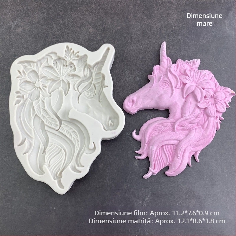 Formă din silicon în formă de unicorn-pegaz pentru fondant și ciocolată; decor pentru prăjituri și proiecte DIY cu rășină