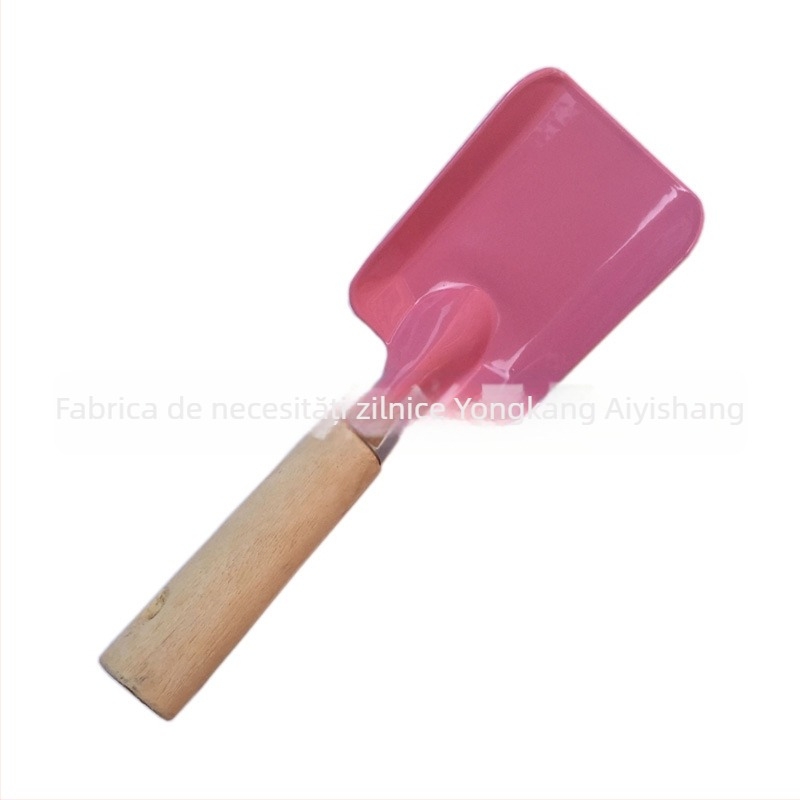 Set de unelte de grădină cu mâner din lemn, 3 piese: lopată rotundă, lopată pătrată și greblă pentru legume și flori