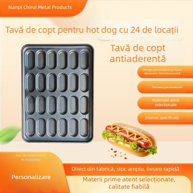 Formă antiaderentă pentru cârnați cu 24 de cavități și tavă de copt, forme rotunde și pătrate, pentru uz casnic și comercial