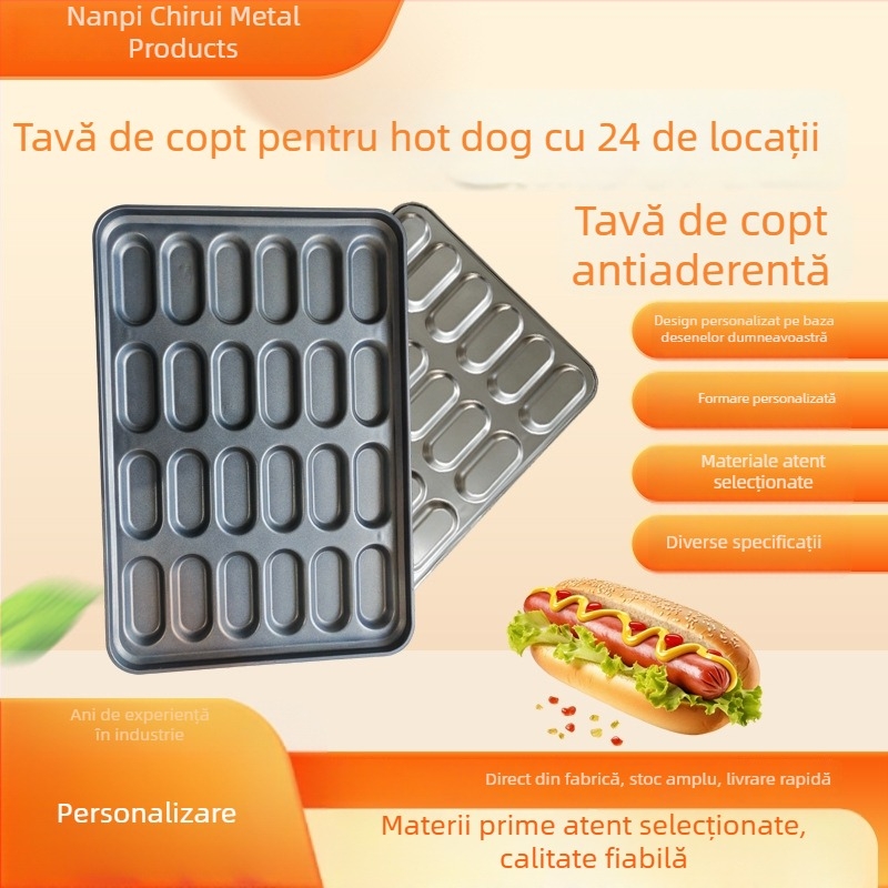 Formă antiaderentă pentru cârnați cu 24 de cavități și tavă de copt, forme rotunde și pătrate, pentru uz casnic și comercial