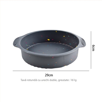 Formă rotundă din silicon pentru prăjit cu mâneri, ustensile de bucătărie, design cu puncte colorate