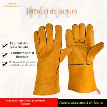 Mănuși de sudură din piele de vacă, groase, pentru reparații auto, protecție la scântei