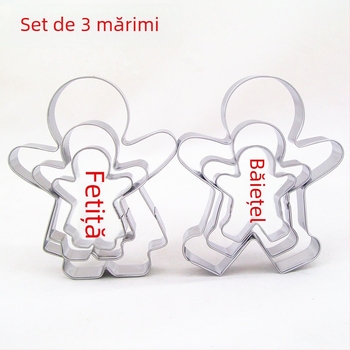 Set de 3 forme pentru biscuiți în formă de om de turtă dulce, oțel inoxidabil