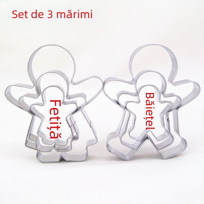 Set de 3 forme pentru biscuiți în formă de om de turtă dulce, oțel inoxidabil