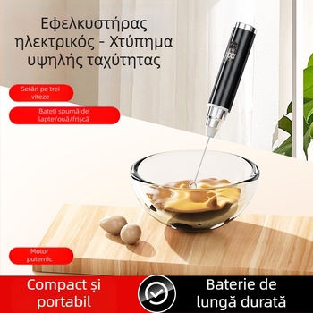 Spumător de lapte portabil, reîncărcabil, din oțel inoxidabil, pentru cafea