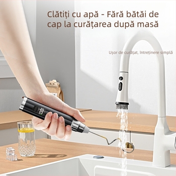 Spumător de lapte portabil, reîncărcabil, din oțel inoxidabil, pentru cafea