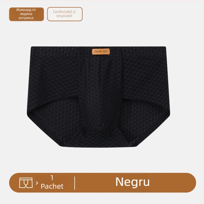 Ice Silk boxeri pentru bărbați – respirabili, uscare rapidă, jacquard simplu, culoare solidă