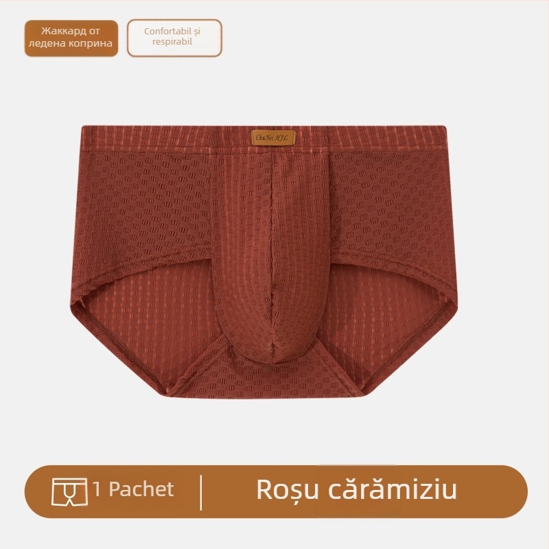 Ice Silk boxeri pentru bărbați – respirabili, uscare rapidă, jacquard simplu, culoare solidă
