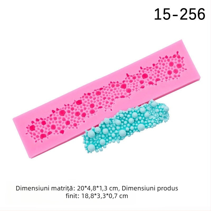 Matriță din silicon pentru fondant, tort cu margine lungă de perle și dantelă