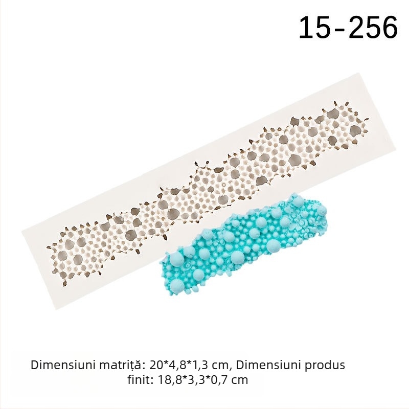 Matriță din silicon pentru fondant, tort cu margine lungă de perle și dantelă
