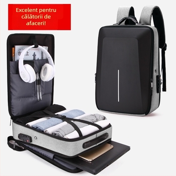 Rucsac pentru laptop de gaming de 15,6 inch, cu cadru din aliaj și carcasă rigidă, anti-furt