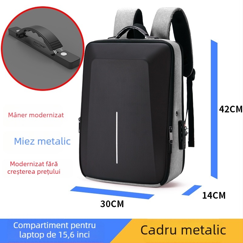 Rucsac pentru laptop de gaming de 15,6 inch, cu cadru din aliaj și carcasă rigidă, anti-furt