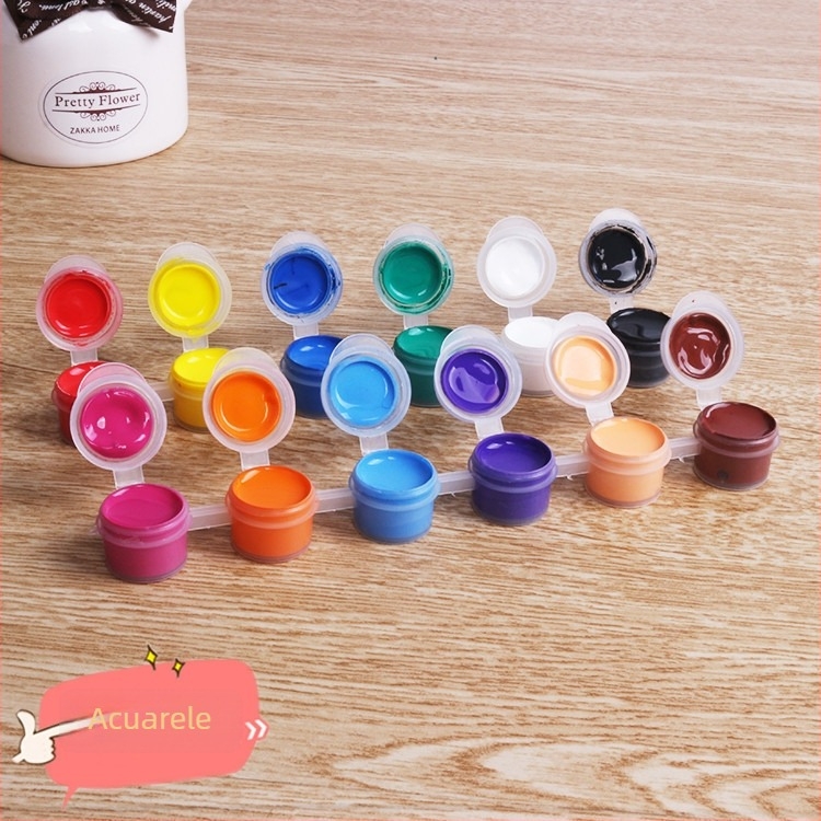 Sticle de vopsea acuarelă integrate de 3 ml, 12 culori și 6 culori, pentru graffiti DIY cu pensulă, lavabile și portabile pentru colorare