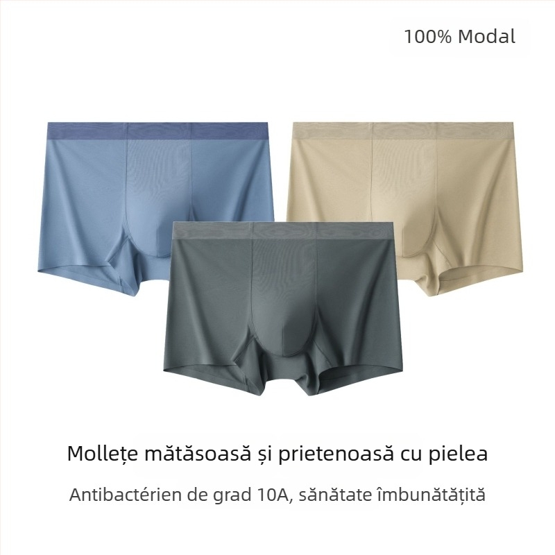Boxeri pentru bărbați din modal, cu căptușeală din mătase de mulberry, fără cusături, respirabili, antibacterieni