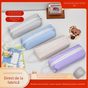 Penar pătrat crem, în stil japonez, cu capacitate mare, geantă pentru rechizite minimalistă