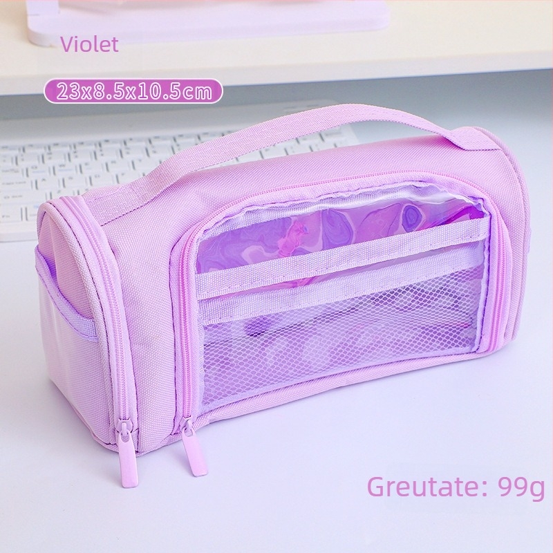 Penar transparent cu deschidere frontală, capacitate mare, stil japonez, pentru elevi (model 2025)