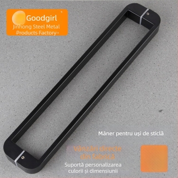 Mâner din oțel inoxidabil negru, cu două curbe, pentru uși din sticlă, design minimalist, țeavă pătrată